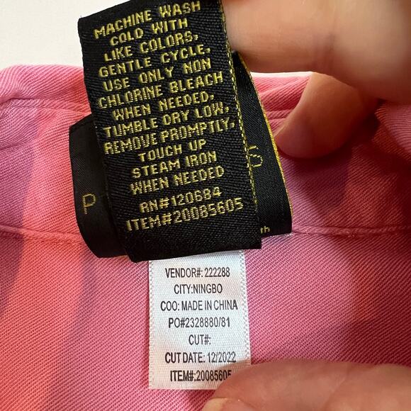 Disney Mulan Button Blouse Top XS Pink Embellished Sequin Graphic Princess Rayon - Picture 8 of 10